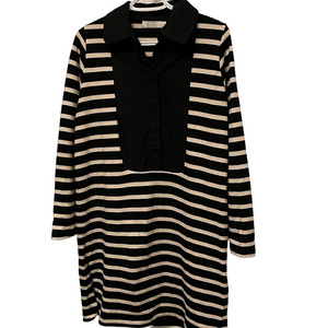 Masai Copenhagen Black/Cream Striped Long Sleeve Dress Size Medium